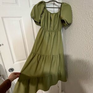 Chic Long Sleeve Olive Dress